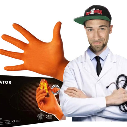 Orange Werkstatt Schutzhandschuhe in Profiqualität 50 Stück pro Box