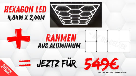 Hexagon LED Deckenleuchte inkl. Aluminium Montagerahmen